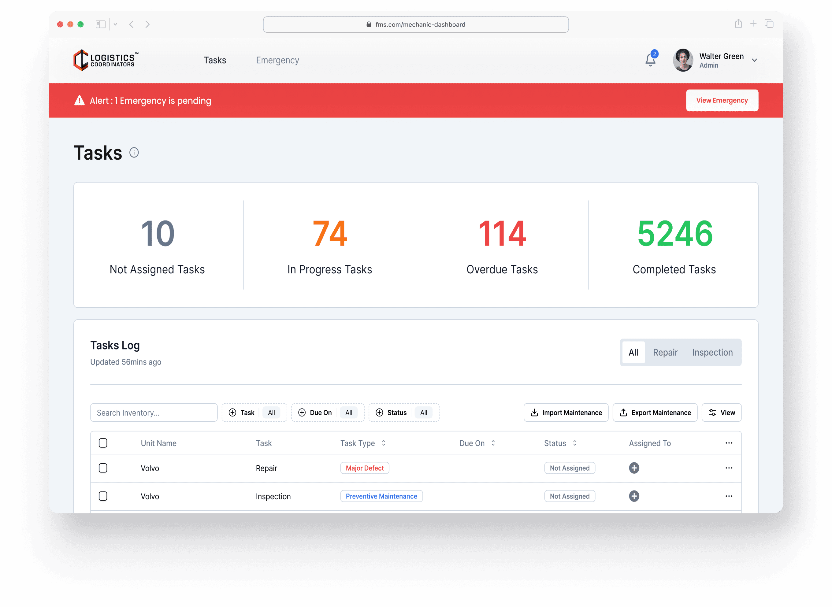 Mechanic Dashboard